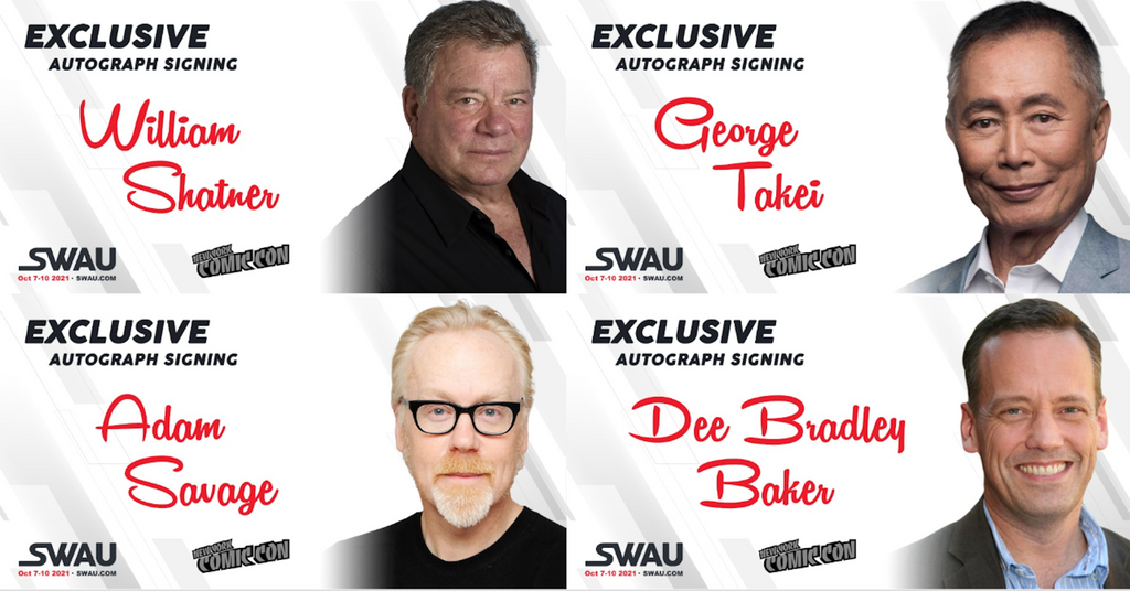 William Shatner, George Takei, Adam Savage and Dee Bradley Baker to Sign for SWAU!